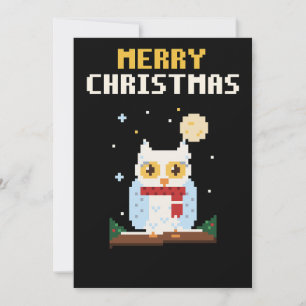 Festividades Cartão de Natal de Coruja das Neves em Pixel Art