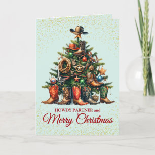 Festividades Cartão de Natal de Cowboy Fofo