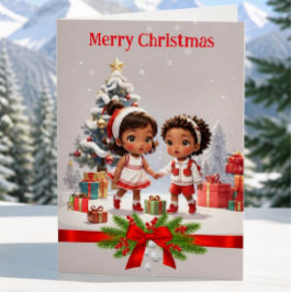 Festividades cartão de natal de crianças afro-americanas