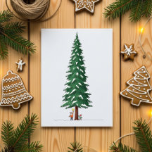Cartão de Natal de Crianças Fofas Decorando uma Gr