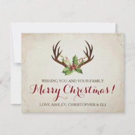 Festividades Cartão de Natal de Deer Antlers ~ Russo