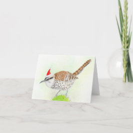 Festividades Cartão de Natal de Desenho de Pássaros Cactus Wren