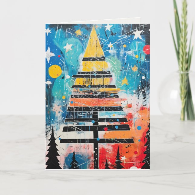Festividades Cartão de Natal de Design Abstrato (Frente)