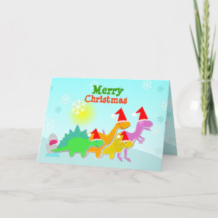 Festividades Cartão de Natal de Dinossauros de Cartoon Bonito