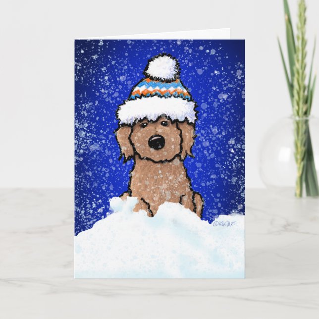 Festividades Cartão de Natal de Doodle de Apricot de Inverno (Frente)