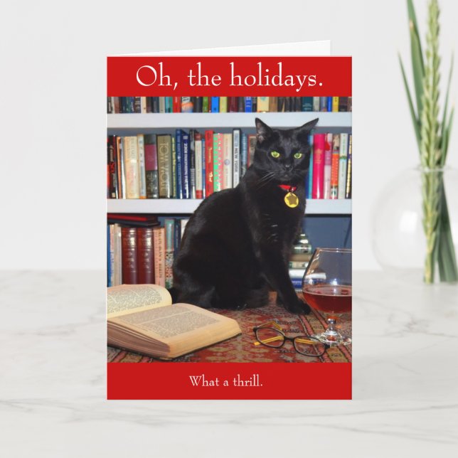 Festividades Cartão de Natal de Edgar Allan Kittycat (Frente)