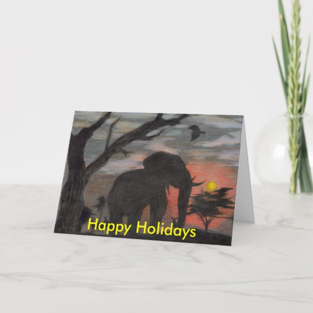 Festividades Cartão de Natal de Elefante Sombra (Frente)