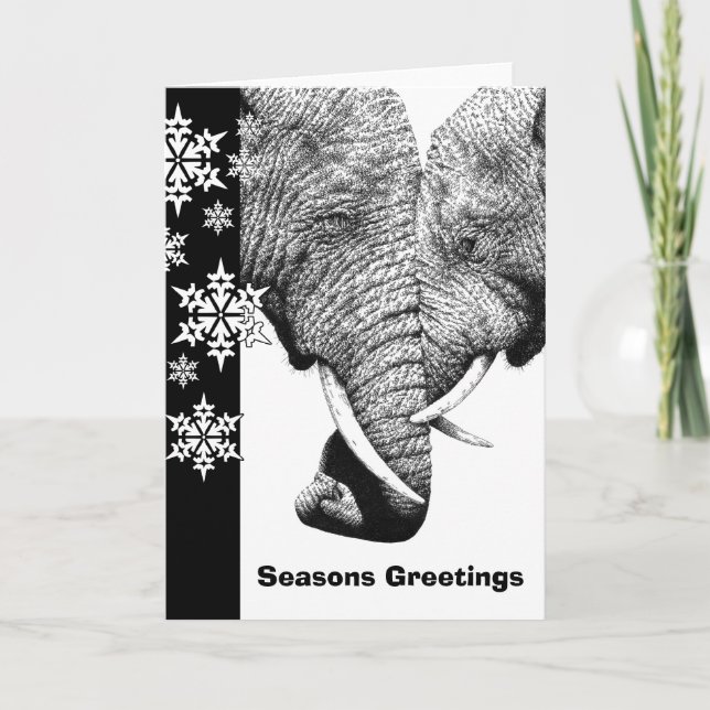 Festividades Cartão de Natal de Elefantes Africanos (Frente)