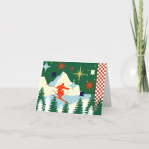 Cartão de Natal De Esqui Retroativo