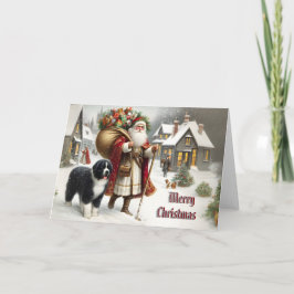 Festividades Cartão de Natal de Estilo Antiquado de Cão da Terr