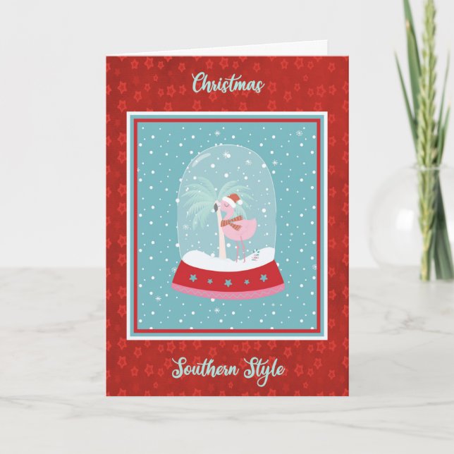 Festividades Cartão de Natal de Estilo Sul com Flamingo (Frente)