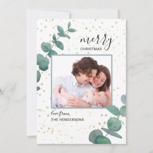Festividades Cartão de Natal de Estrelas Eucalyptus Watercolor
