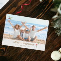 Cartão de Natal de Família com Foto em Dourado Ele