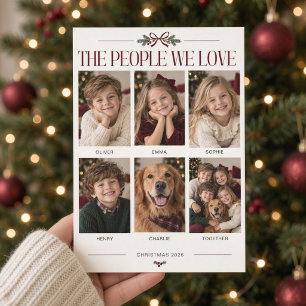 Festividades Cartão de Natal de Família com Seis Fotos das Pess