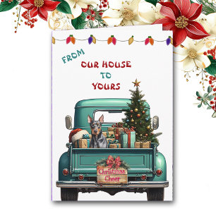Festividades Cartão de Natal de Fazenda de Cão Doberman Pinsche