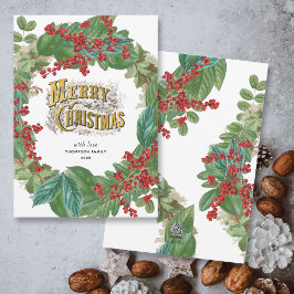 Festividades Cartão de Natal de Feliz Feriado de Script Dourado