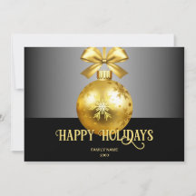 Cartão de Natal de Feriado Dourado