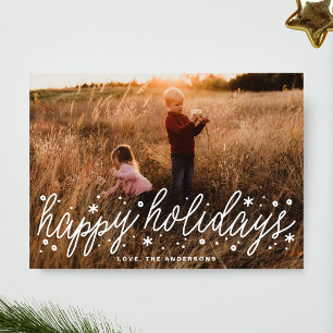 Festividades Cartão de Natal de Férias com Foto Grande e Letra