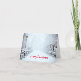 Festividades Cartão de Natal de Férias com Neve na Cidade