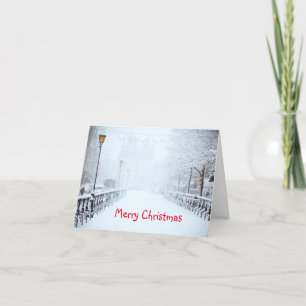Festividades Cartão de Natal de Férias com Neve na Cidade