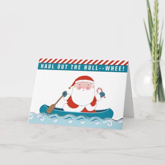 Festividades Cartão de Natal de Férias de Caiaque Canoa (Frente)