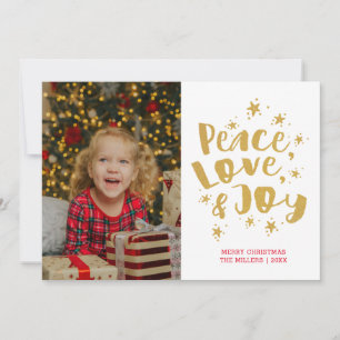 Festividades Cartão de Natal de Férias de Natal Dourado Peace L