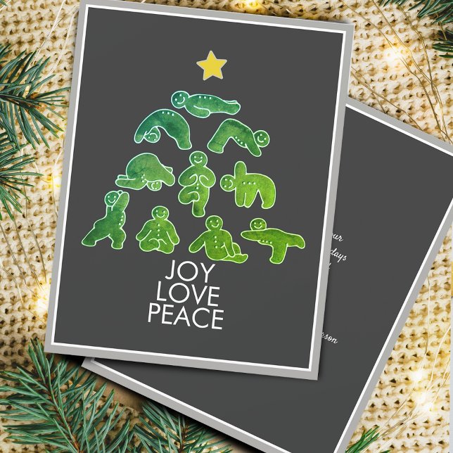 Festividades Cartão de Natal de Férias de Pão de Mel de Ioga (Yoga Gingerbread Holiday Christmas Card)