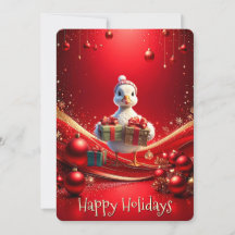 Cartão de Natal de Férias de Pato Fofo