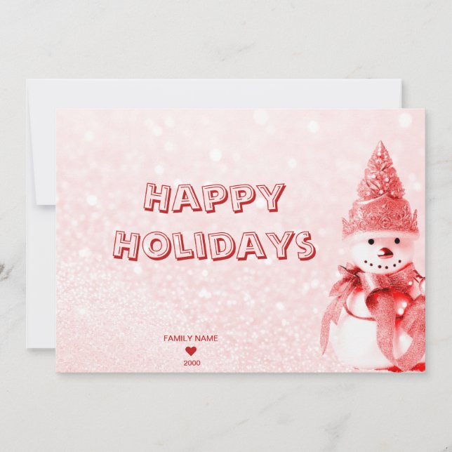 Festividades Cartão de Natal de Férias Red Hat Snowman (Frente)