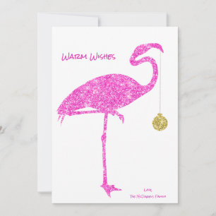 Festividades CARTÃO DE NATAL DE FLAMINGO Brilho Rosa Tropical