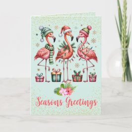 Festividades Cartão de Natal de Flamingo Tropical