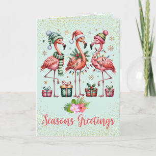 Festividades Cartão de Natal de Flamingo Tropical