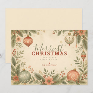Festividades Cartão de Natal de Folhagem Botânica Vintage TMF26