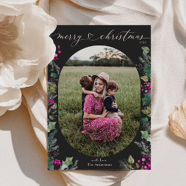 Festividades Cartão de Natal de Folhagem Dark Boho Greenery