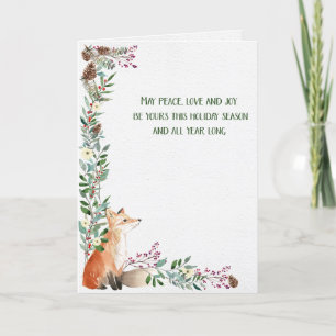 Festividades Cartão de Natal de Folhagem de Feriado de Inverno