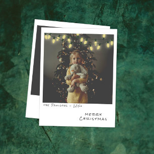 Festividades Cartão de Natal de Foto Antiga - Luzes Amarelas