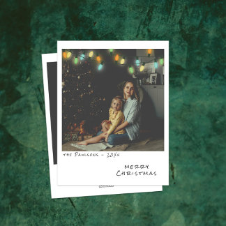 Festividades Cartão de Natal de Foto Antiga - Luzes Multicolori