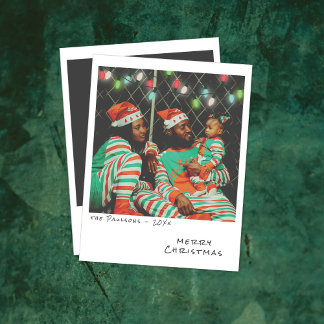 Festividades Cartão de Natal de Foto Antiga - Luzes Multicolori