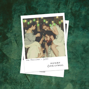 Festividades Cartão de Natal de Foto Antiga Luzes Verdes e Amar