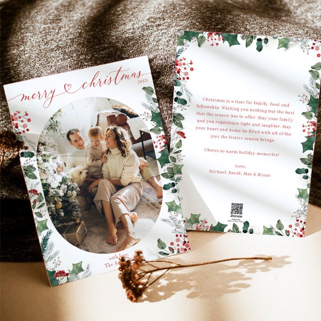 Festividades Cartão de Natal de Foto Boho Watercolor (Criador carregado)