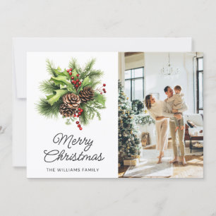 Festividades Cartão de Natal de Foto Botânica Elegante