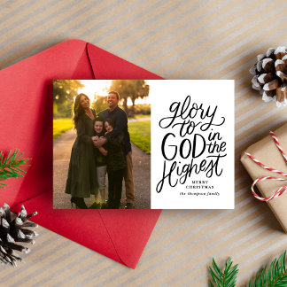 Festividades Cartão de Natal De Foto Cristão Simples Glória Par