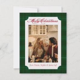 Festividades Cartão de Natal de Foto da Família de Flanela Xadr