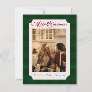 Festividades Cartão de Natal de Foto da Família de Flanela Xadr