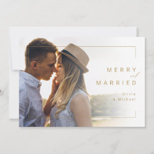 Festividades Cartão de Natal de foto de casamento alegre minima