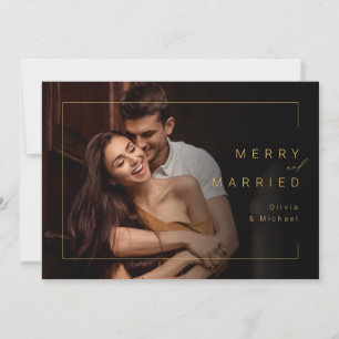 Festividades Cartão de Natal de foto de casamento alegre minima