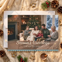 Cartão de Natal de Foto de Família Aconchegante Nó