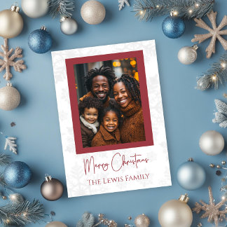Festividades Cartão de Natal de Foto de Família com Floco de Ne
