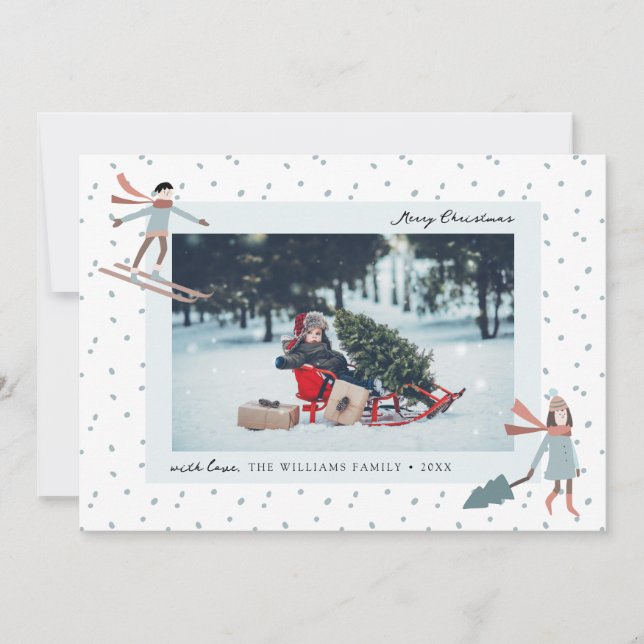 Festividades Cartão de Natal de Foto de Férias Adorável (Frente)