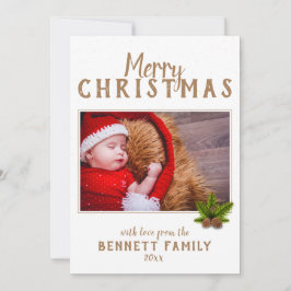 Festividades Cartão de Natal de Foto de Férias com Letra de Pin